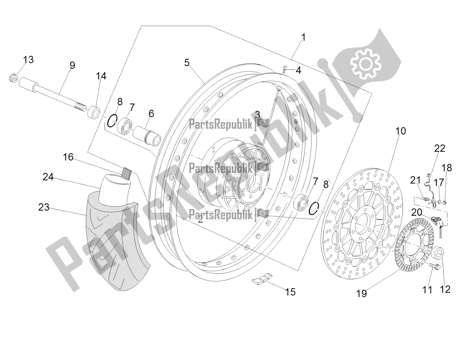 Tutte le parti per il Ruota Anteriore I del Moto-Guzzi V7 II Stornello 750 ABS 2016