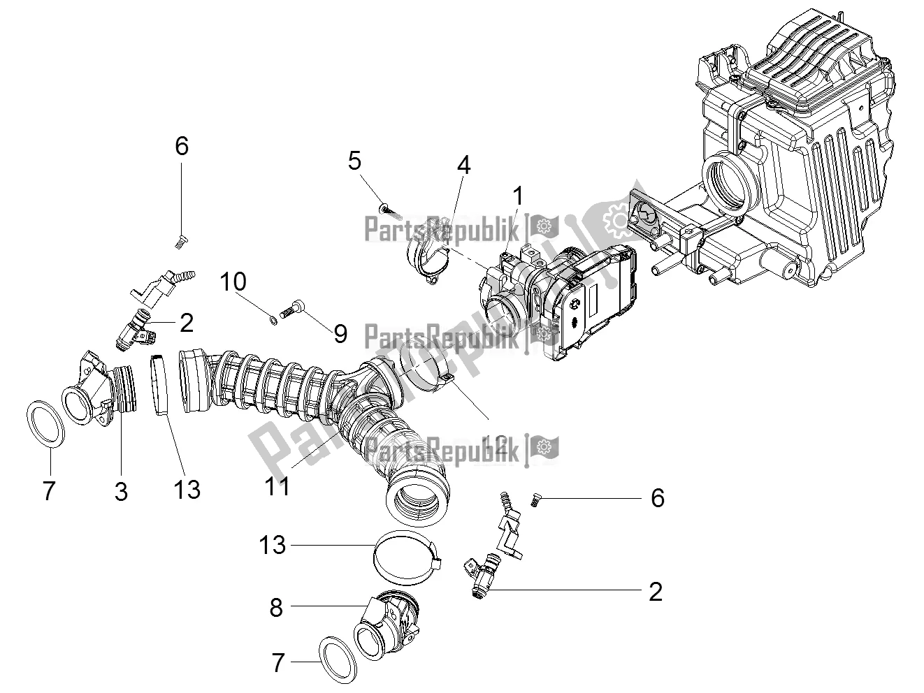 Tutte le parti per il Corpo Farfallato del Moto-Guzzi V7 II Stornello 750 ABS 2016