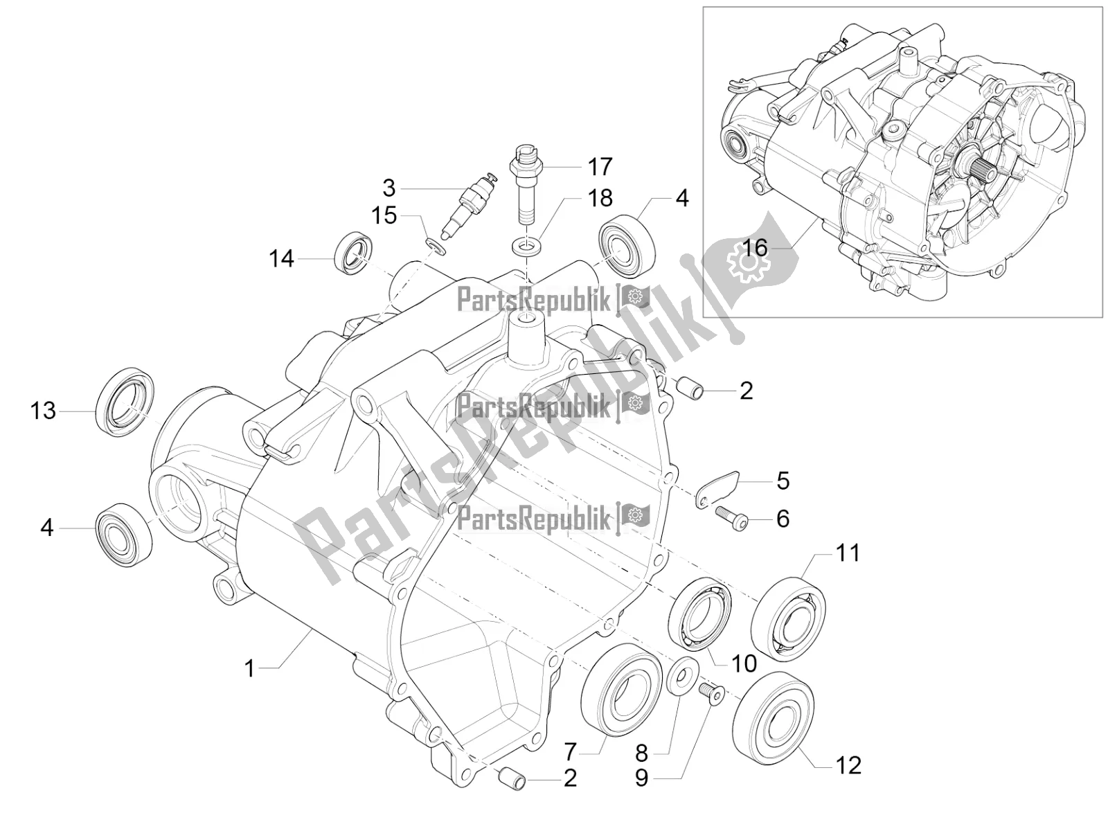 Toutes les pièces pour le Cage De Transmission du Moto-Guzzi V7 II Stornello 750 ABS 2016