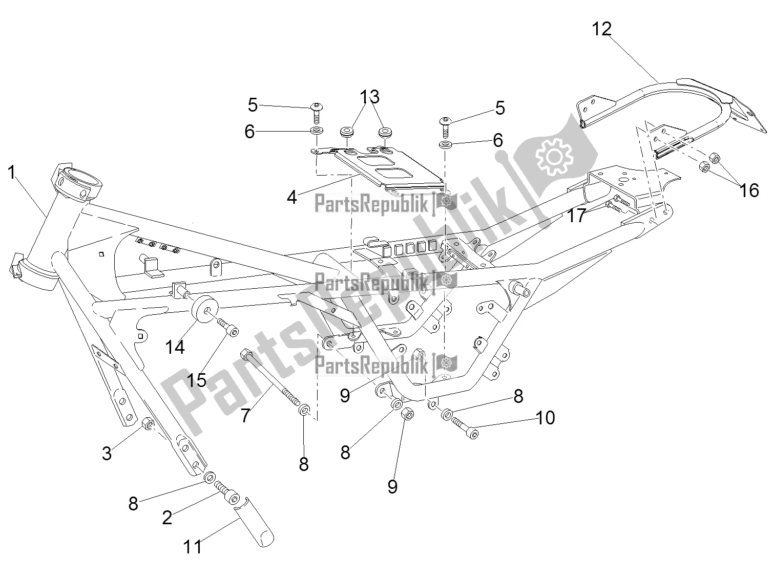 Toutes les pièces pour le Cadre I du Moto-Guzzi V7 II Stornello 750 ABS USA 2016