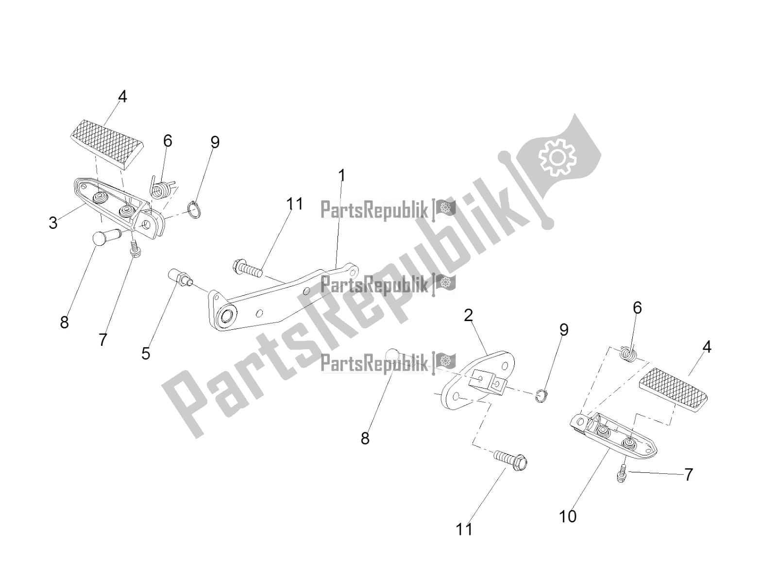 Tutte le parti per il Poggiapiedi Anteriori del Moto-Guzzi V7 II Stornello 750 ABS USA 2016