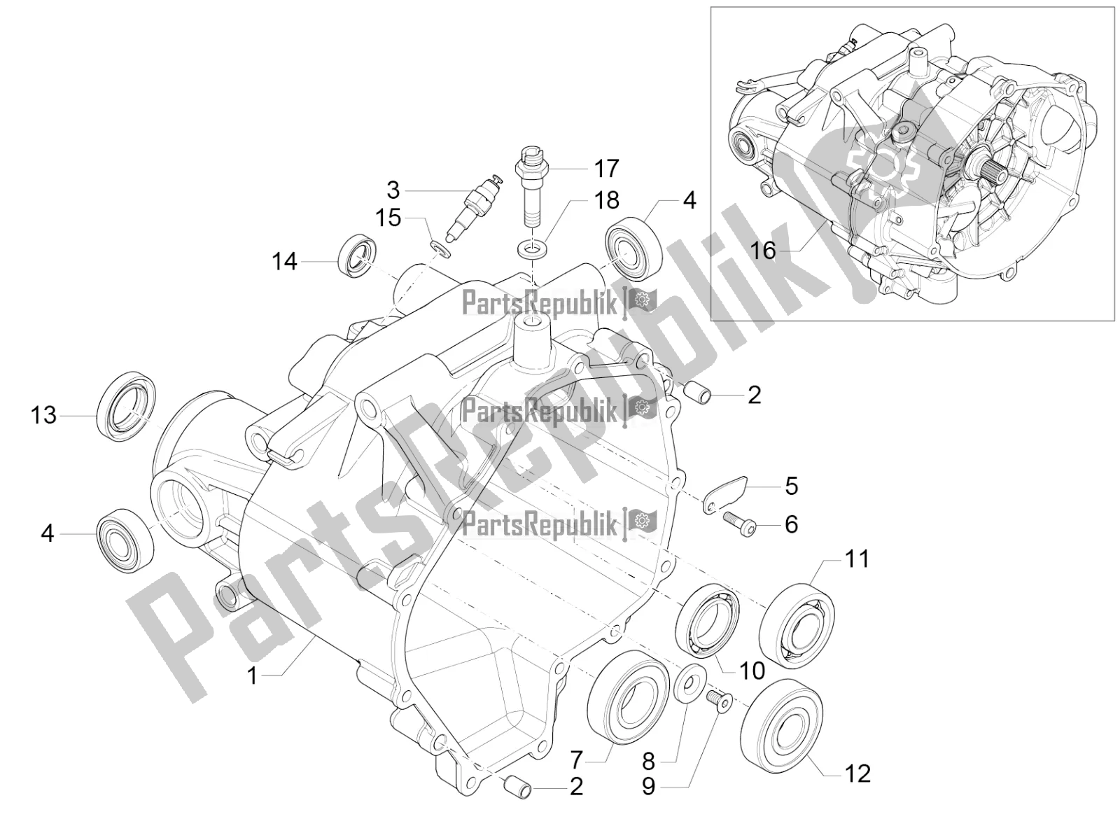 Alle onderdelen voor de Transmissie Kooi van de Moto-Guzzi V7 II Stornello 750 ABS USA 2016