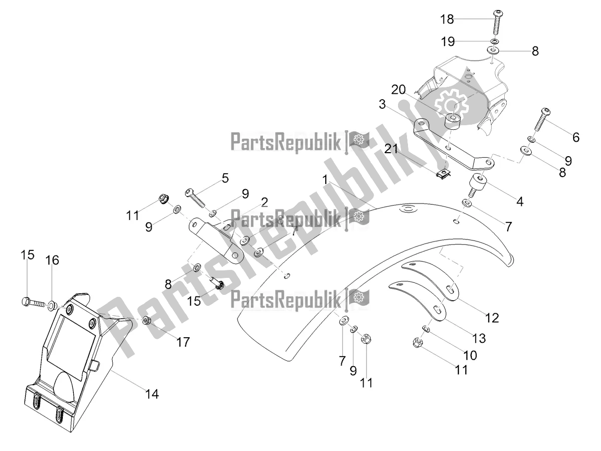 Tutte le parti per il Parafango Posteriore del Moto-Guzzi V7 III Anniversario 750 ABS USA 2017