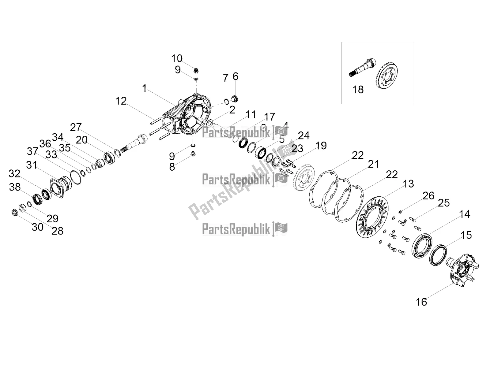 Toutes les pièces pour le Transmission Arrière / Composants du Moto-Guzzi V7 III Anniversario 750 ABS USA 2017