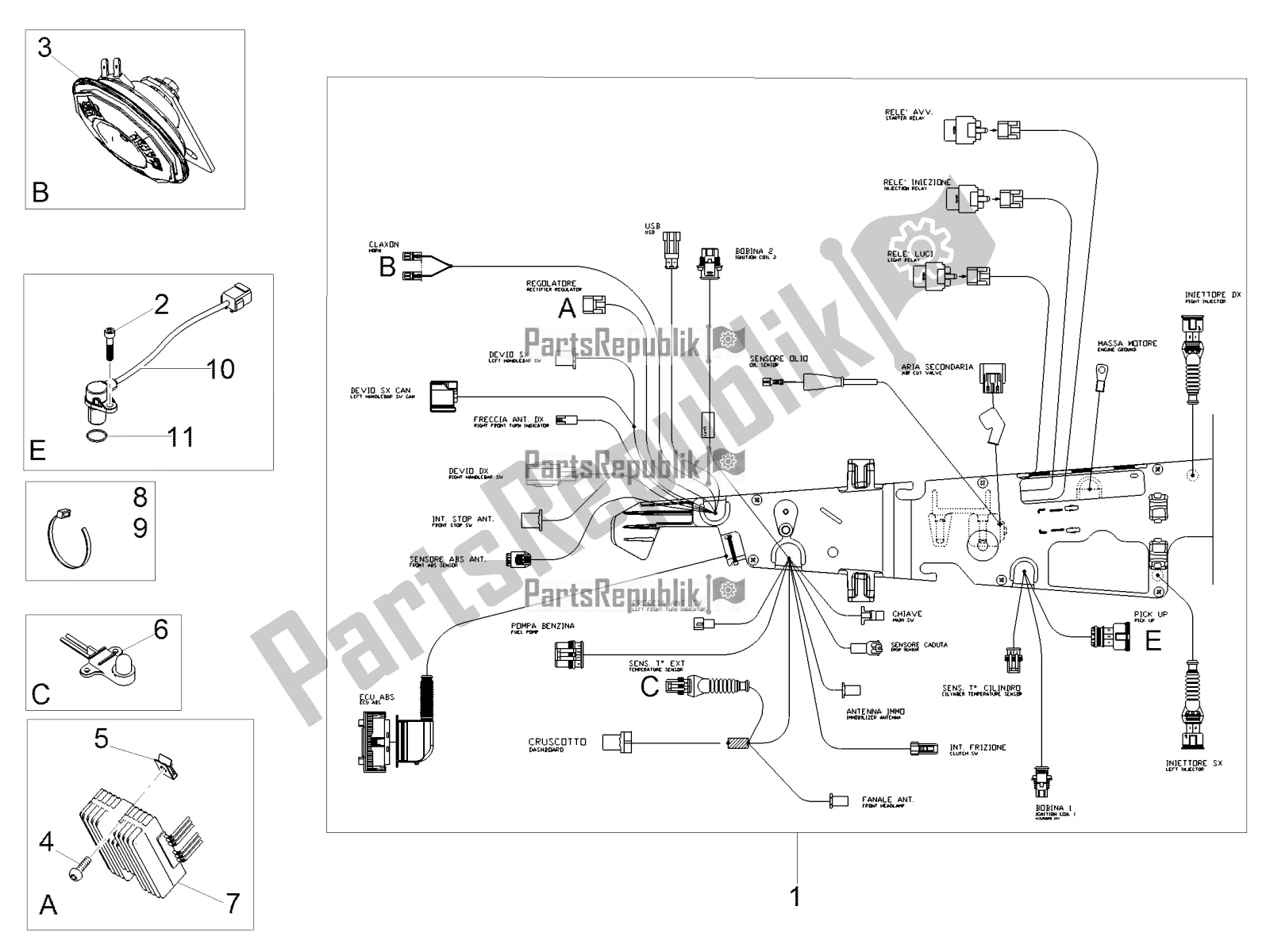 Toutes les pièces pour le Système électrique Avant du Moto-Guzzi V7 III Carbon 750 2019