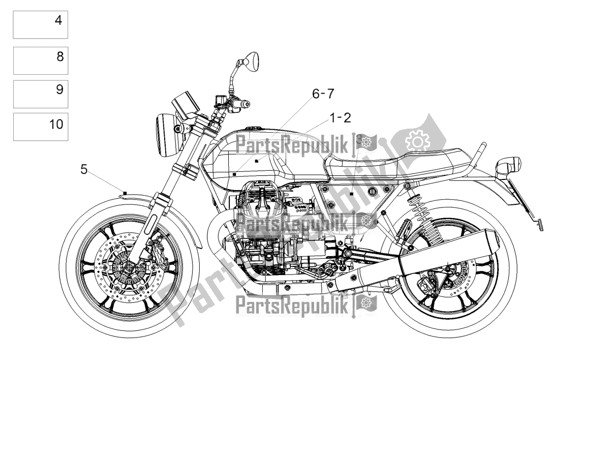 Tutte le parti per il Decalcomania del Moto-Guzzi V7 III Carbon 750 USA 2018