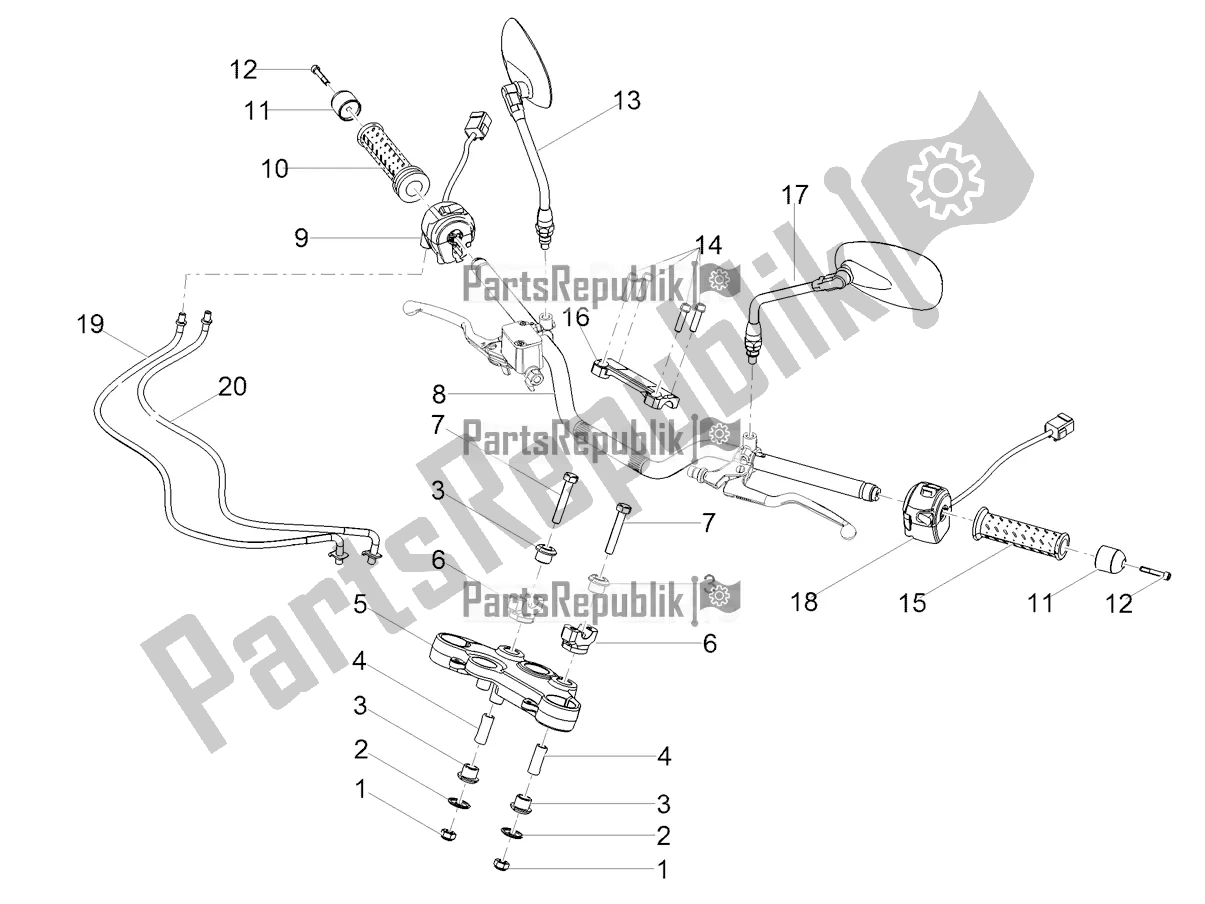 Tutte le parti per il Manubrio - Comandi del Moto-Guzzi V7 III Carbon 750 USA 2018