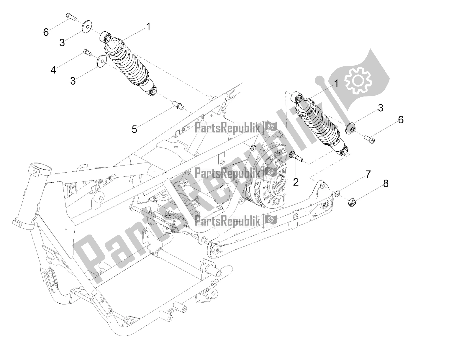 Tutte le parti per il Ammortizzatore del Moto-Guzzi V7 III Carbon 750 USA 2018