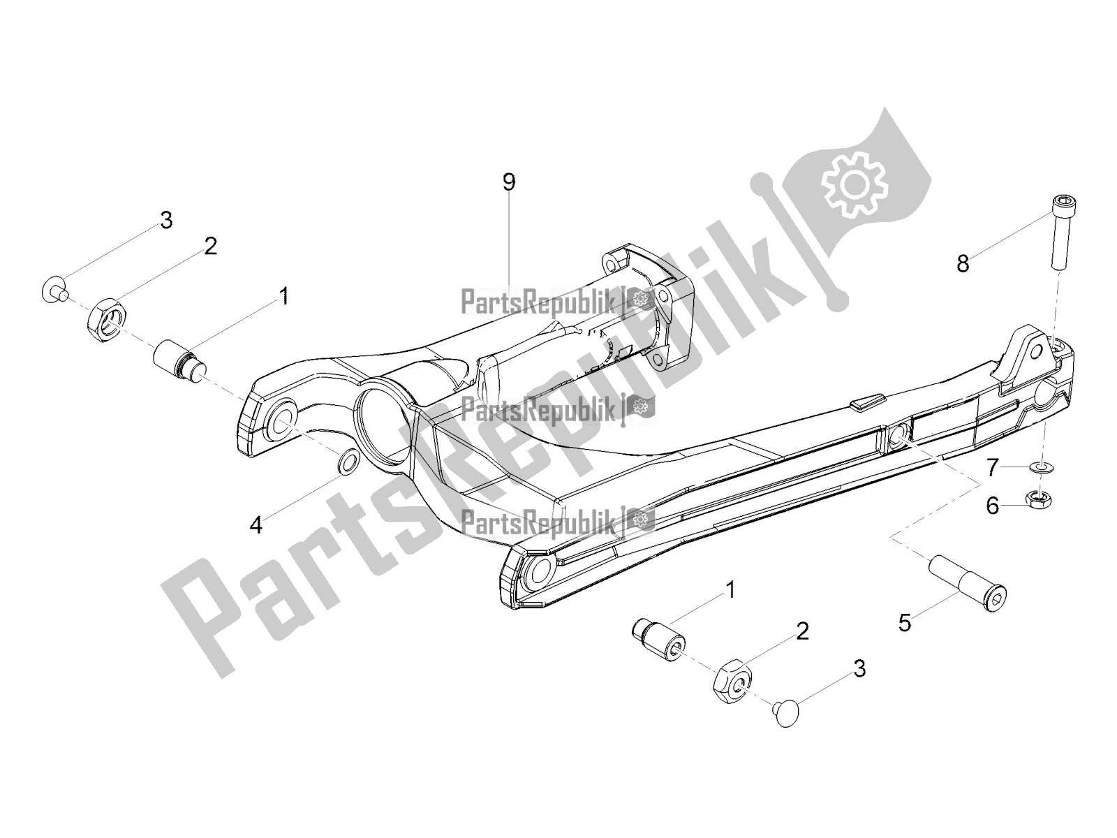 Tutte le parti per il Forcellone del Moto-Guzzi V7 III Carbon 750 USA 2018