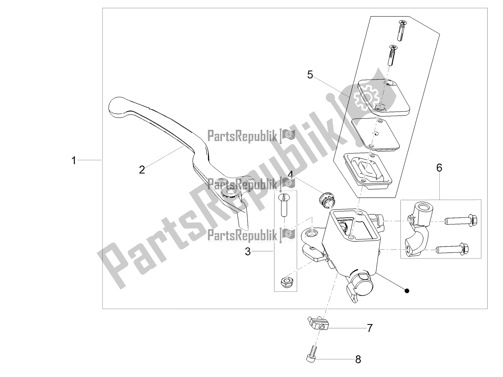 All parts for the Front Master Cilinder of the Moto-Guzzi V7 III Carbon 750 USA 2019