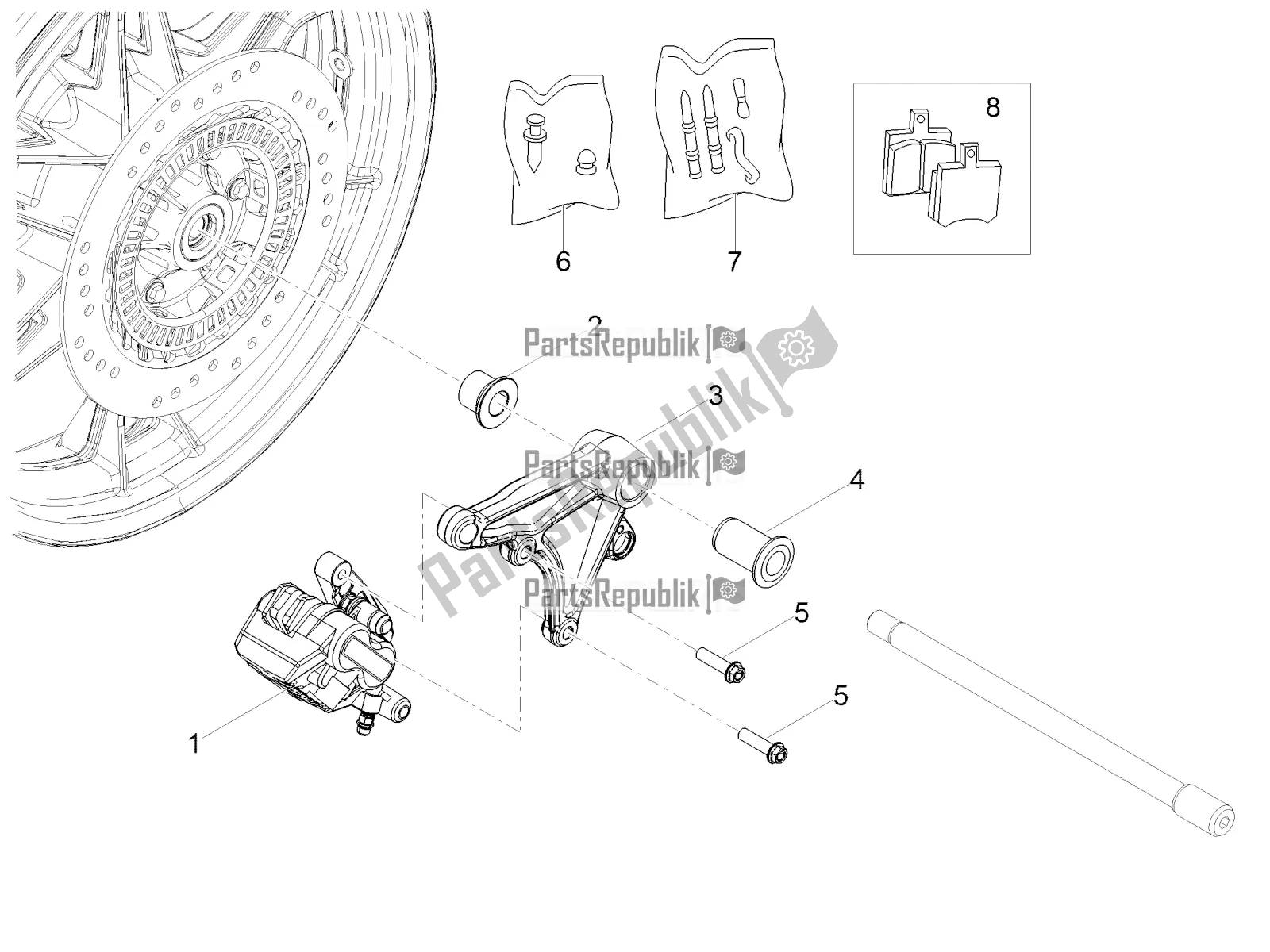 Tutte le parti per il Pinza Freno Posteriore del Moto-Guzzi V7 III Carbon 750 USA 2019