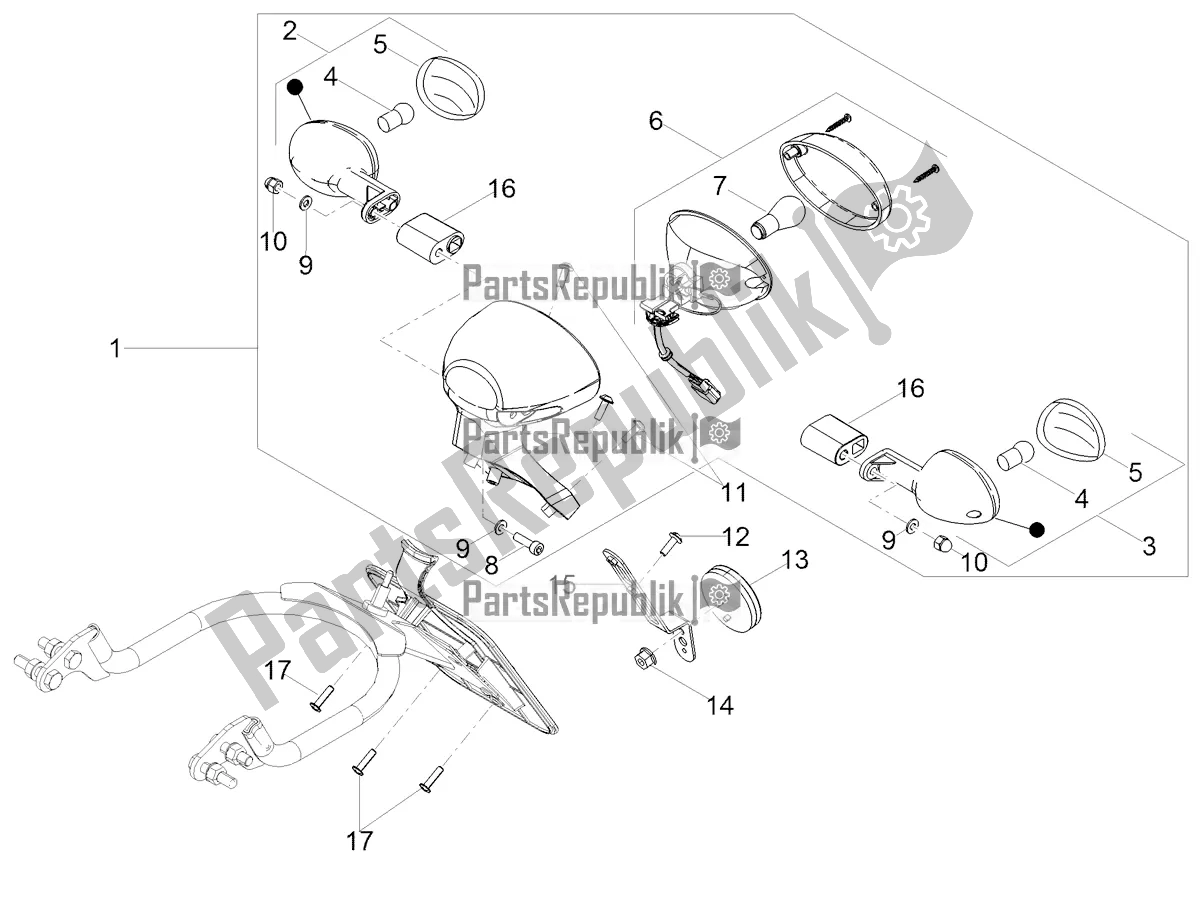 All parts for the Rear Lights of the Moto-Guzzi V7 III Carbon 750 USA 2019