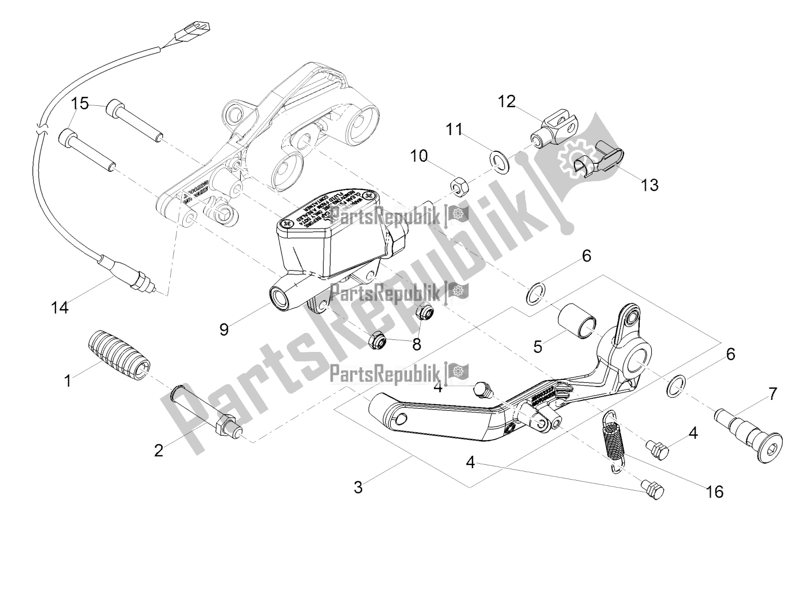 Toutes les pièces pour le Maître-cylindre Arrière du Moto-Guzzi V7 III Carbon 750 USA 2019