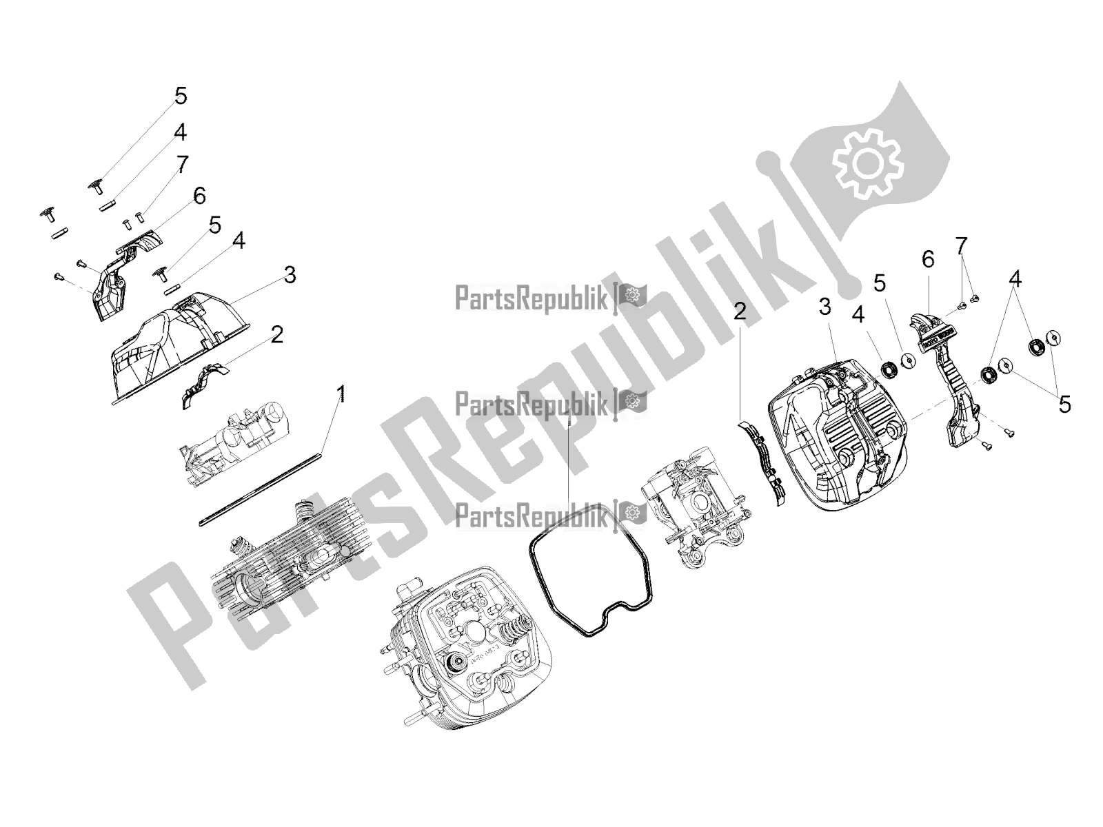 All parts for the Head Cover of the Moto-Guzzi V7 III Carbon Shine 750 2018