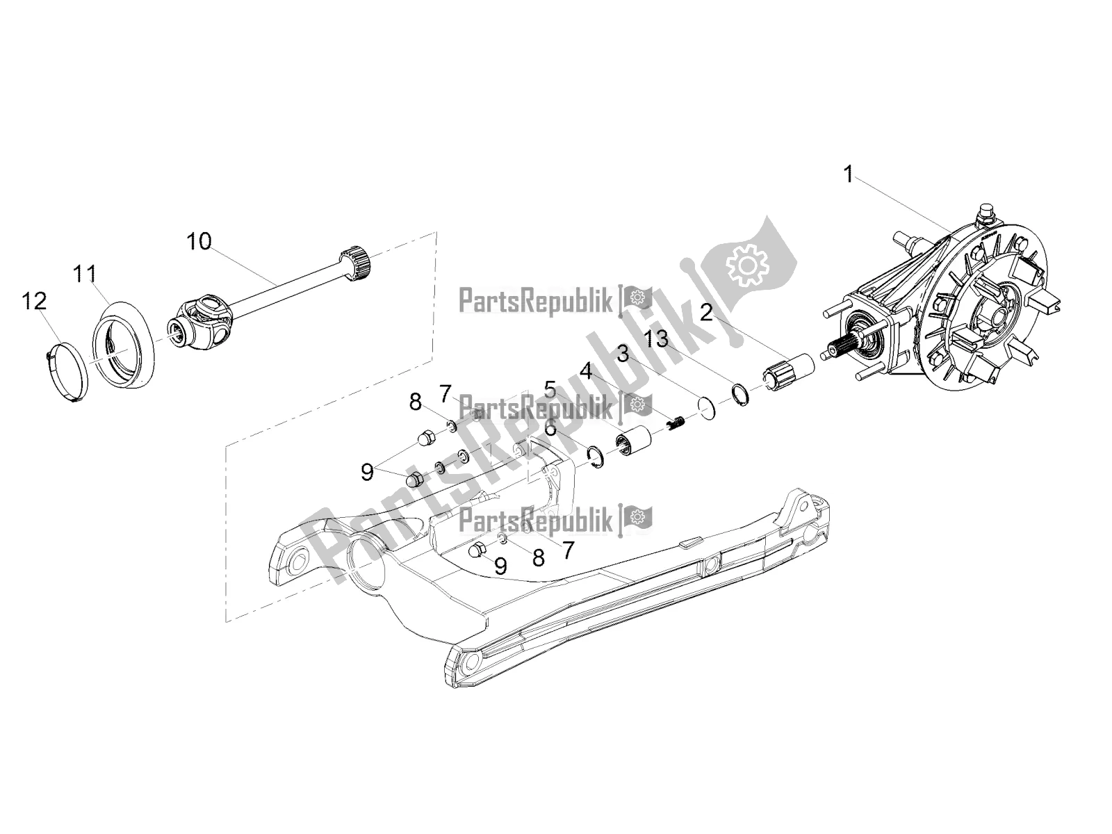 Toutes les pièces pour le Transmission Terminée du Moto-Guzzi V7 III Carbon Shine 750 2018