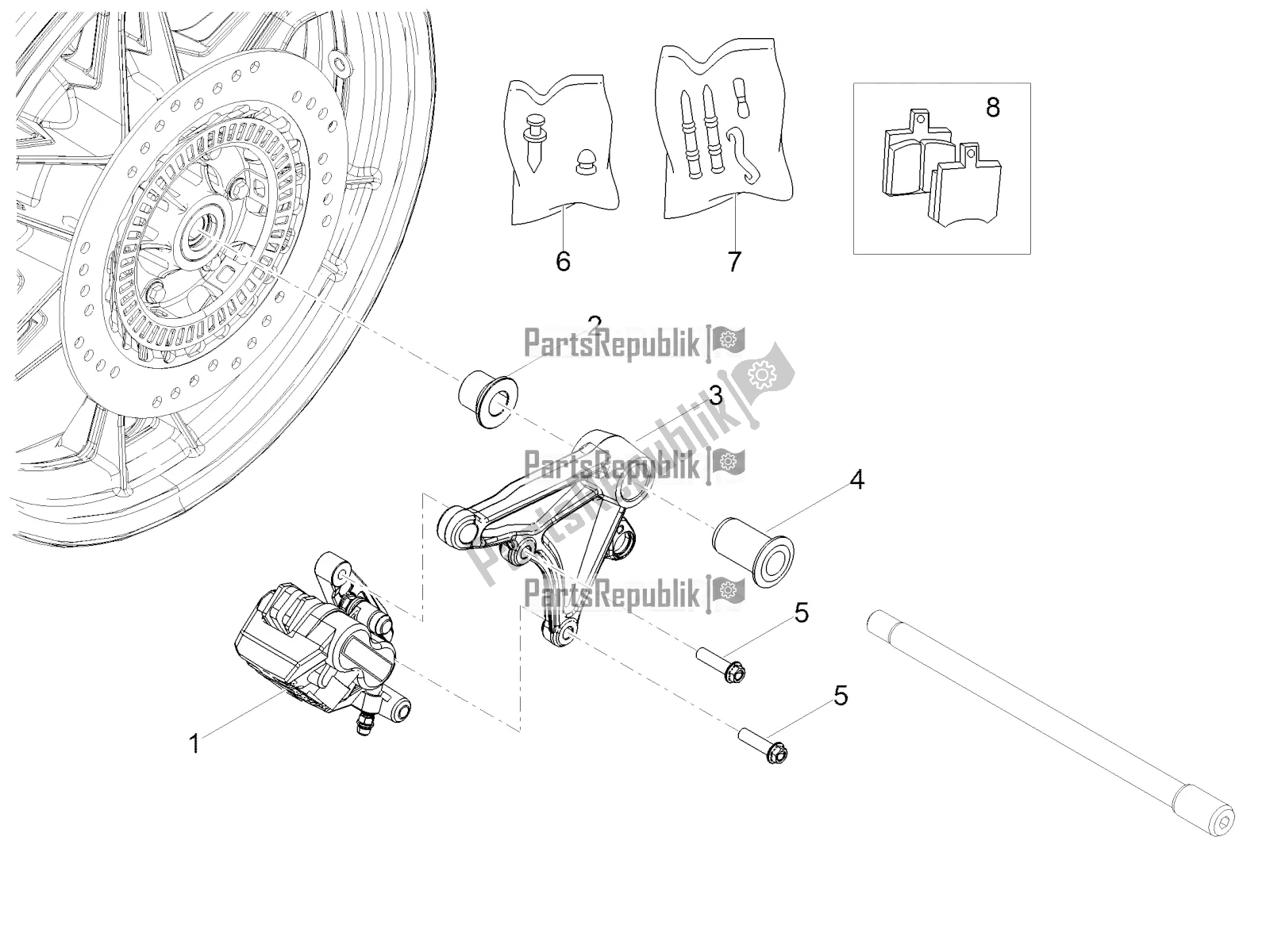 Toutes les pièces pour le étrier De Frein Arrière du Moto-Guzzi V7 III Carbon Shine 750 2019