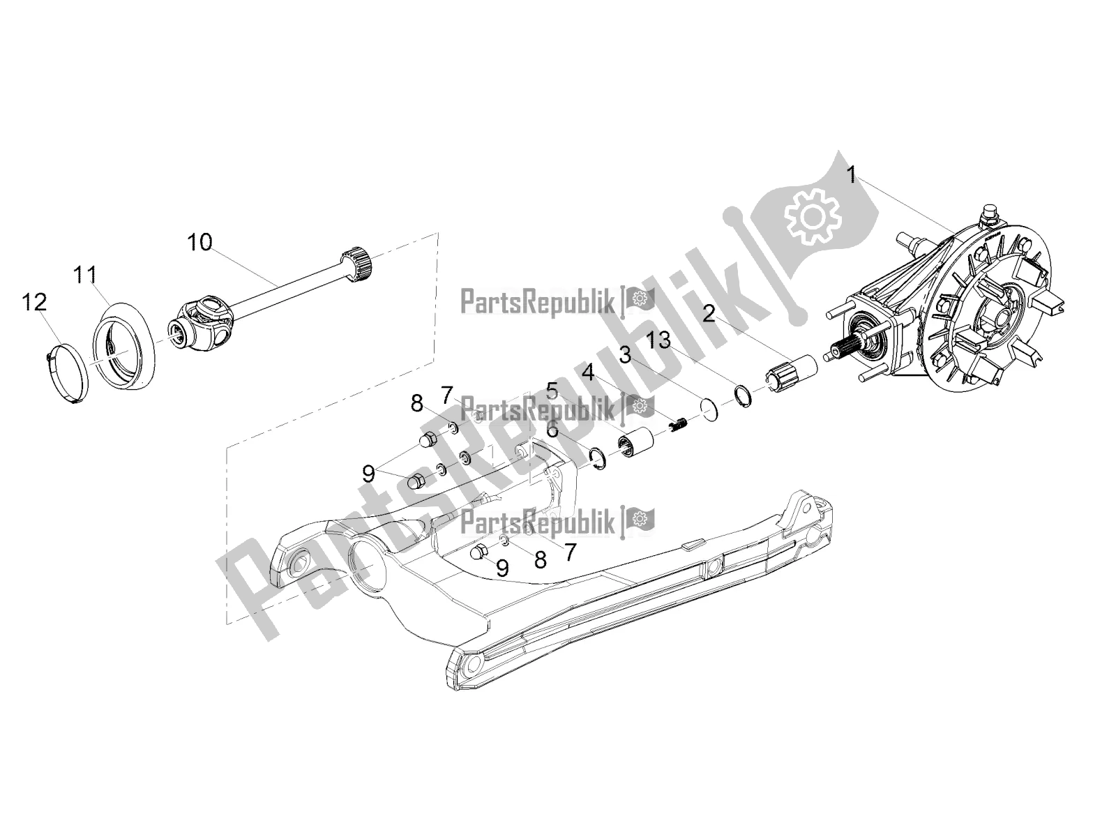 Toutes les pièces pour le Transmission Terminée du Moto-Guzzi V7 III Carbon Shine 750 2019