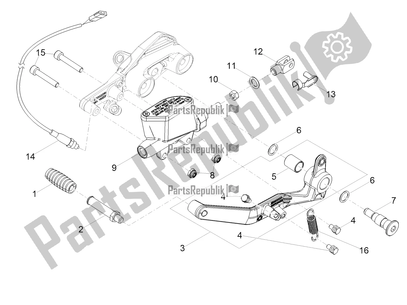 Toutes les pièces pour le Maître-cylindre Arrière du Moto-Guzzi V7 III Limited 750 ABS 2018