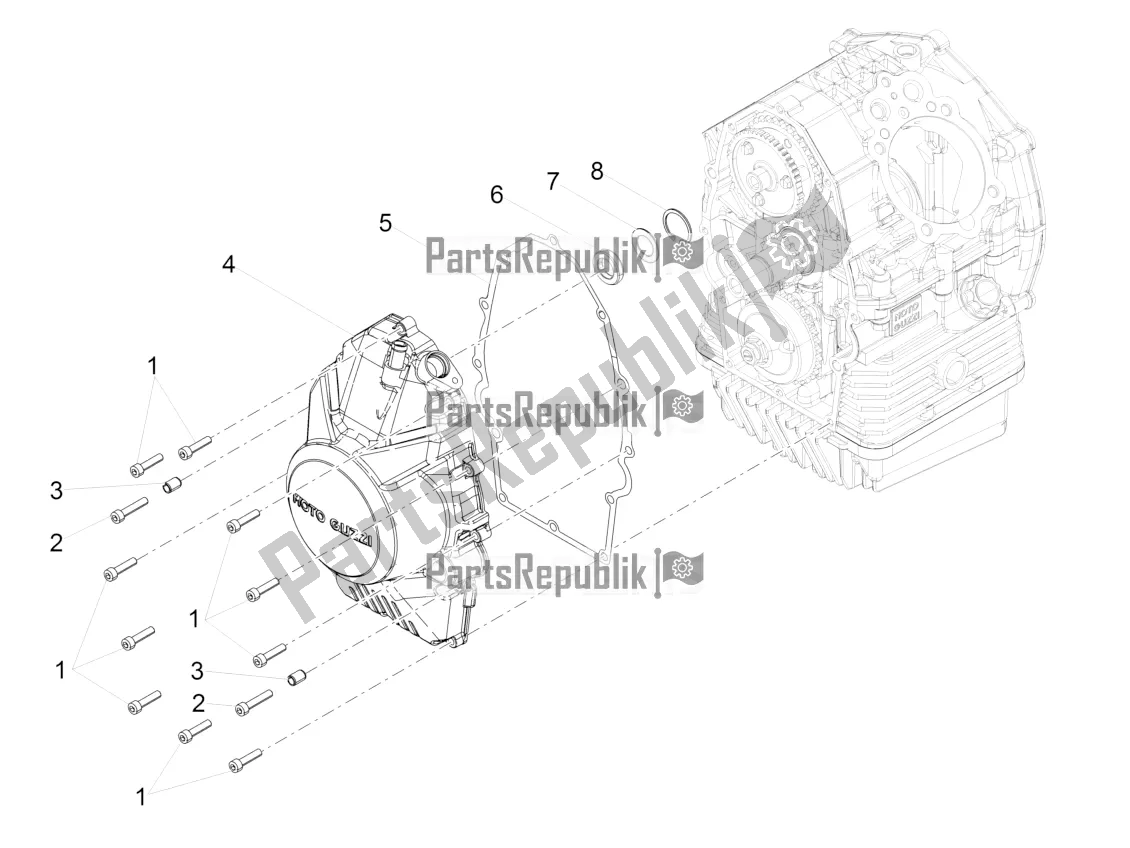 All parts for the Flywheel Cover of the Moto-Guzzi V7 III Milano 750 ABS 2018