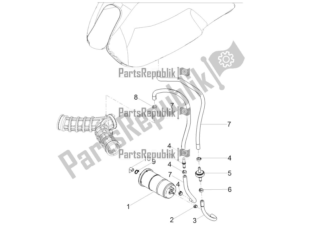 Wszystkie części do System Odzyskiwania Oparów Paliwa Moto-Guzzi V7 III Milano 750 ABS 2018