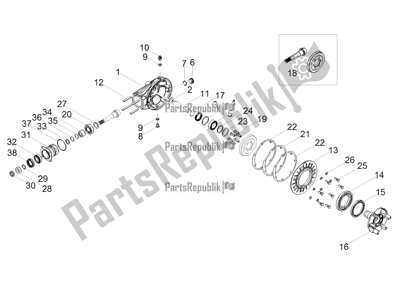 Toutes les pièces pour le Transmission Arrière / Composants du Moto-Guzzi V7 III Milano 750 ABS 2018