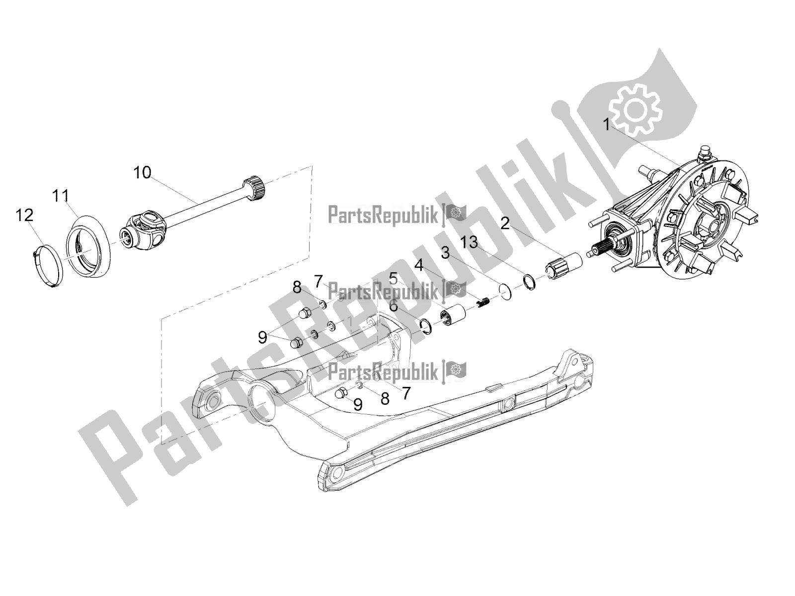 Toutes les pièces pour le Transmission Terminée du Moto-Guzzi V7 III Milano 750 ABS 2018