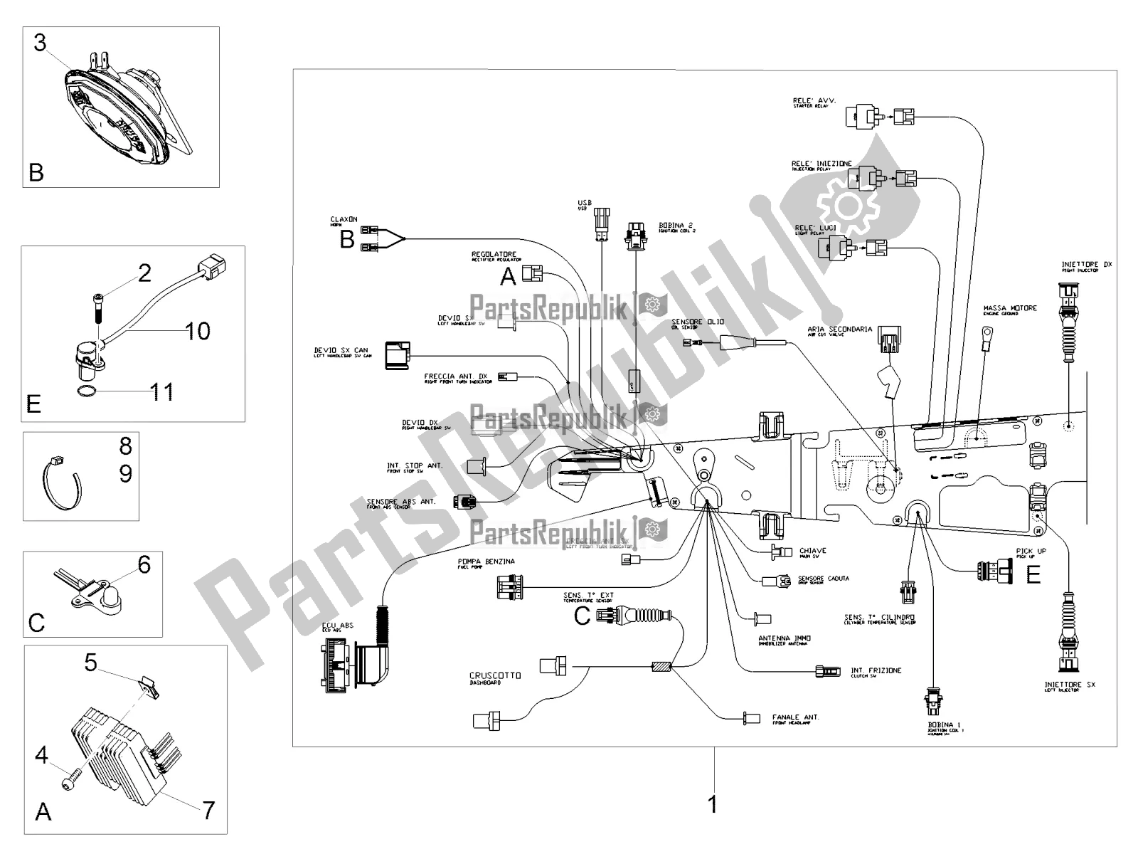 Toutes les pièces pour le Système électrique Avant du Moto-Guzzi V7 III Milano 750 ABS 2019