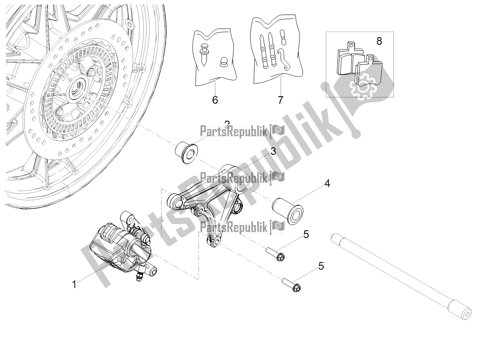 All parts for the Rear Brake Caliper of the Moto-Guzzi V7 III Milano 750 ABS 2019