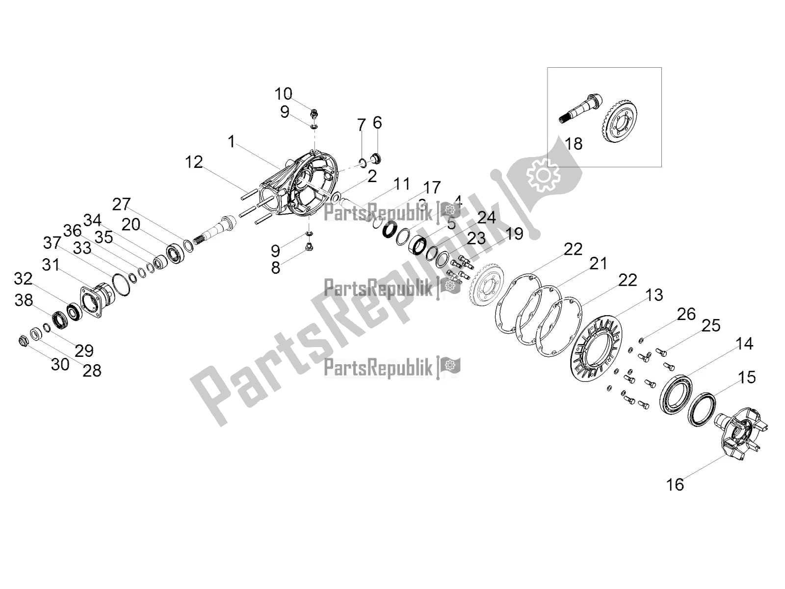 All parts for the Rear Transmission / Components of the Moto-Guzzi V7 III Milano 750 ABS 2019