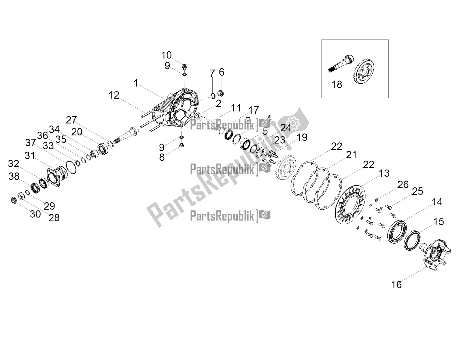 All parts for the Rear Transmission / Components of the Moto-Guzzi V7 III Milano 750 ABS 2019