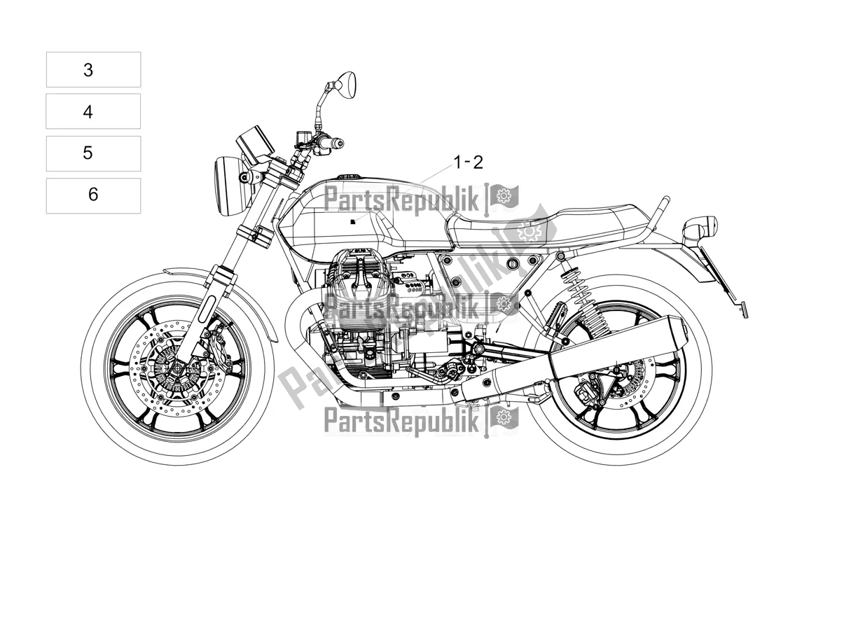 Tutte le parti per il Decalcomania del Moto-Guzzi V7 III Milano 750 ABS USA 2018