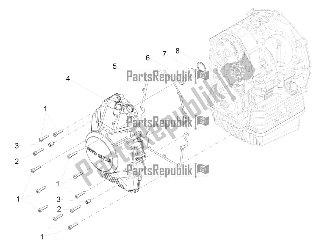 Toutes les pièces pour le Couvercle De Volant du Moto-Guzzi V7 III Milano 750 ABS USA 2018