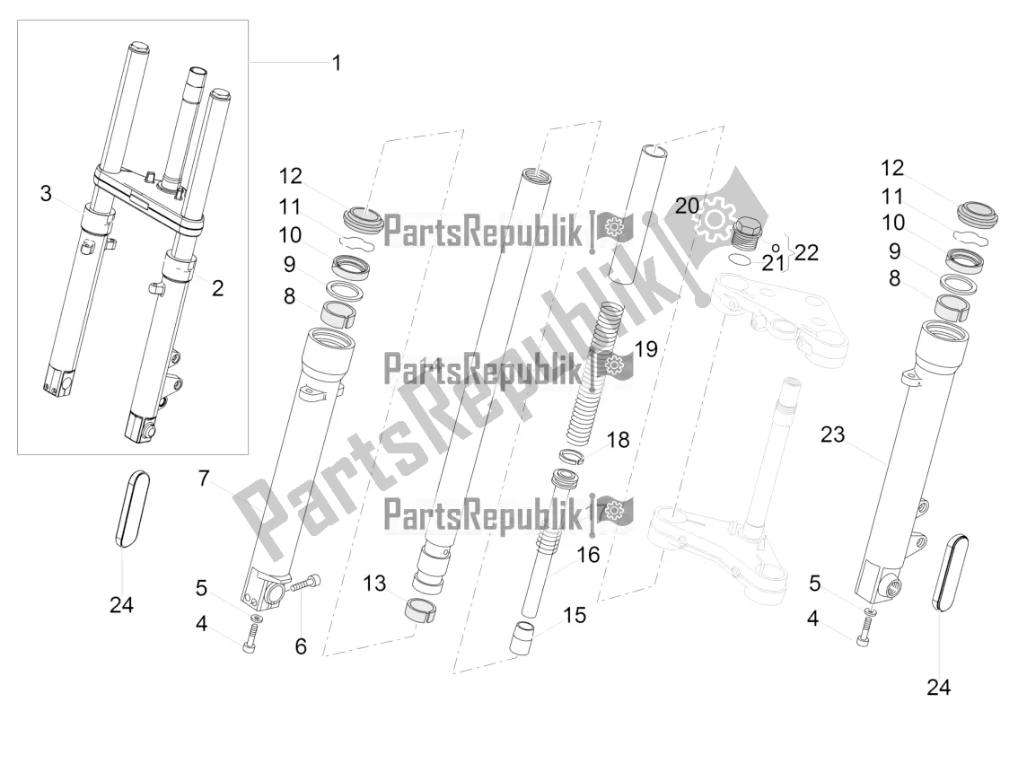 Toutes les pièces pour le Fourche Avant Kaifa du Moto-Guzzi V7 III Milano 750 ABS USA 2018