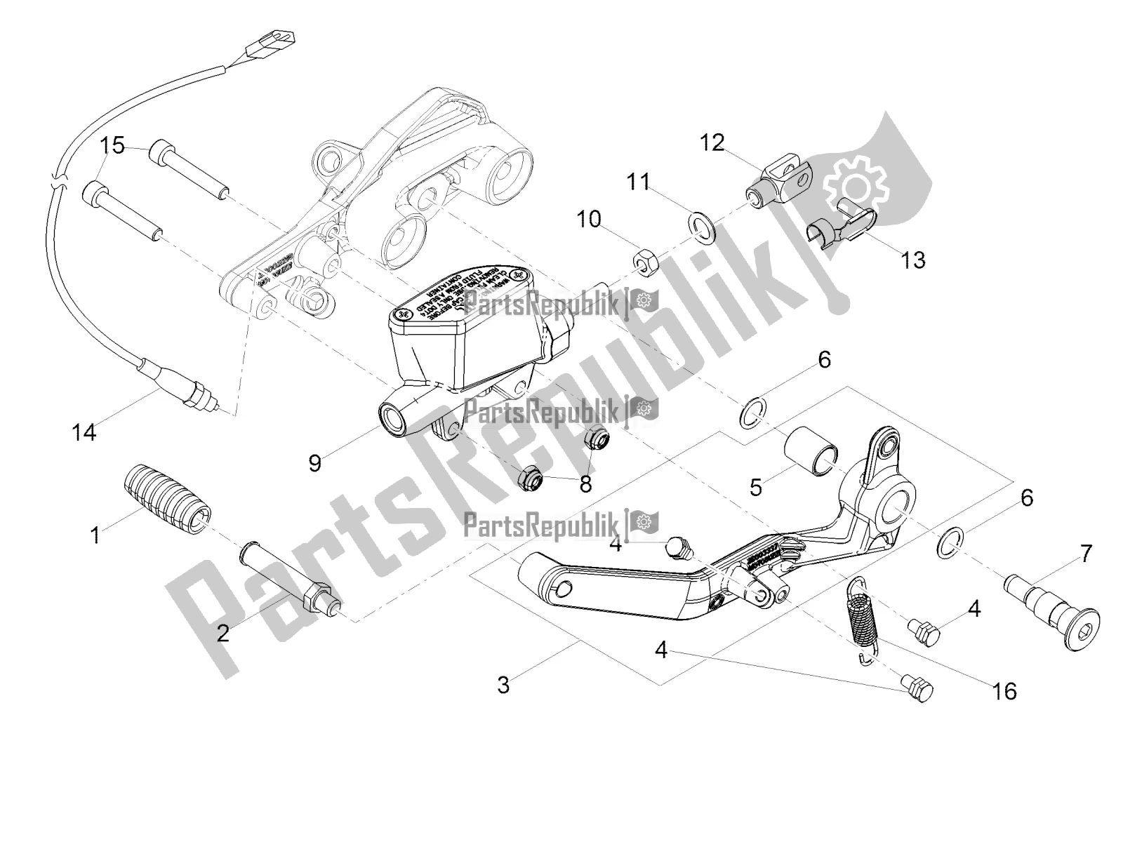 Toutes les pièces pour le Maître-cylindre Arrière du Moto-Guzzi V7 III Milano 750 ABS USA 2018