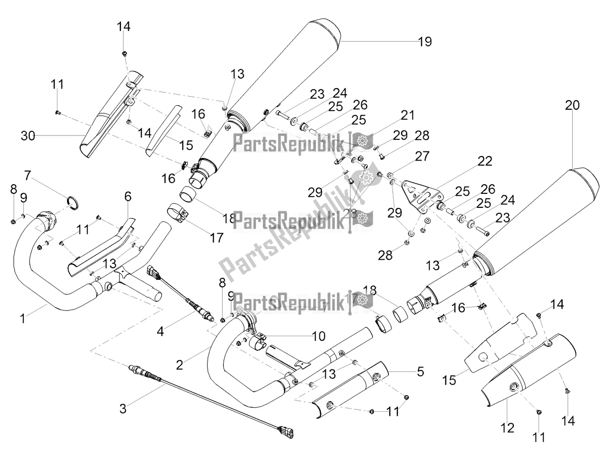 All parts for the Exhaust Pipe of the Moto-Guzzi V7 III Milano 750 ABS USA 2019