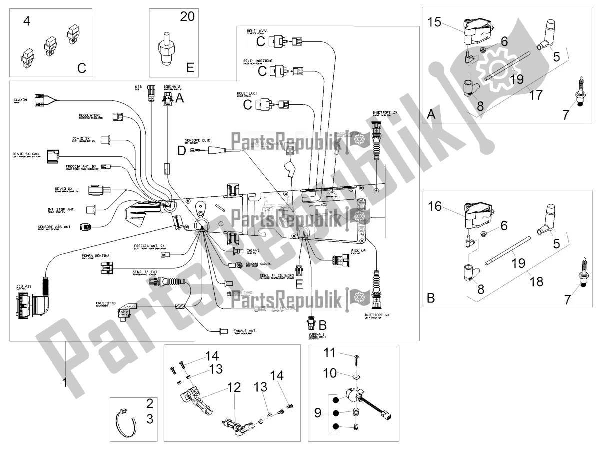 Alle onderdelen voor de Centraal Elektrisch Systeem van de Moto-Guzzi V7 III Racer 10 TH Anniversary 750 2020