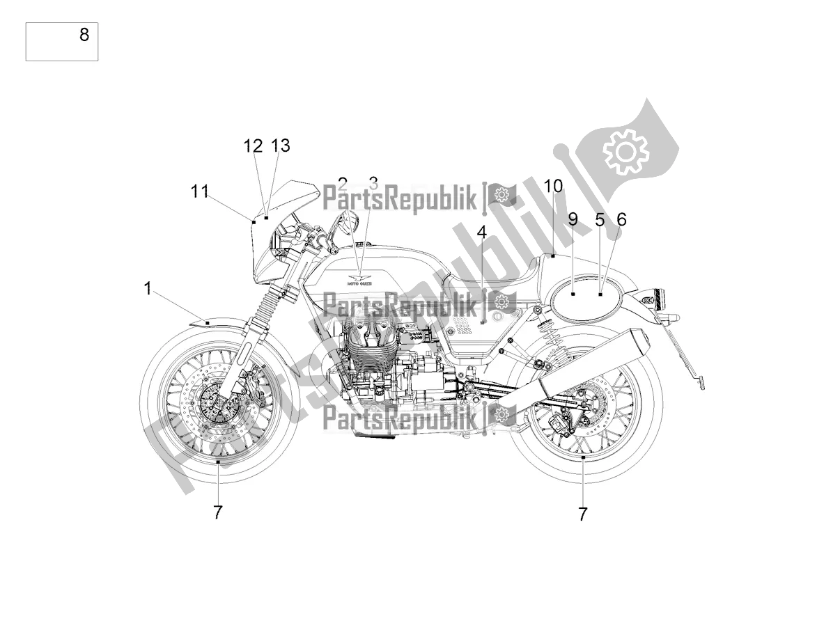 Toutes les pièces pour le Décalque du Moto-Guzzi V7 III Racer 10 TH Anniversary 750 2020