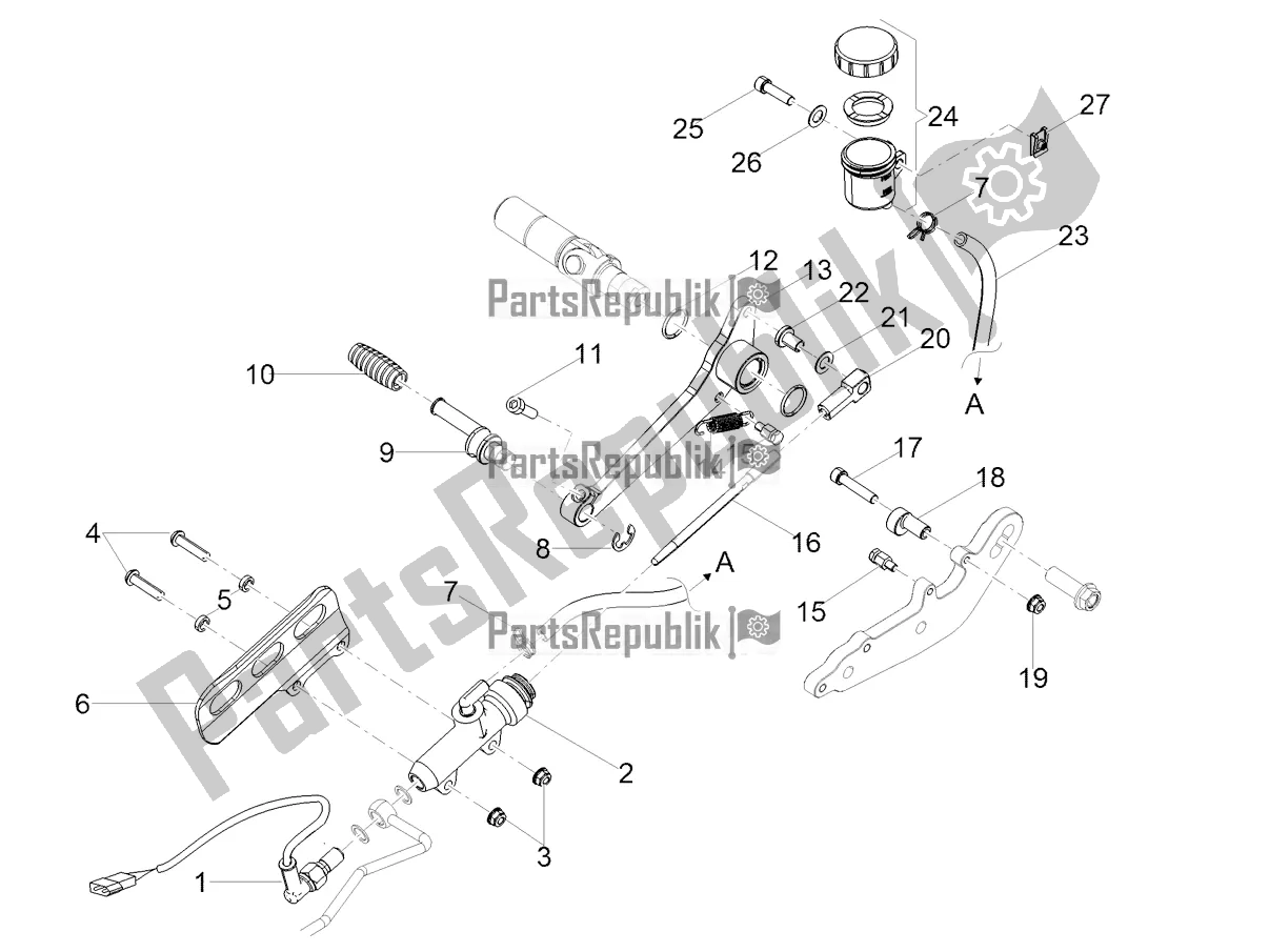 Alle onderdelen voor de Achterste Hoofdcilinder van de Moto-Guzzi V7 III Racer 10 TH Anniversary 750 2021