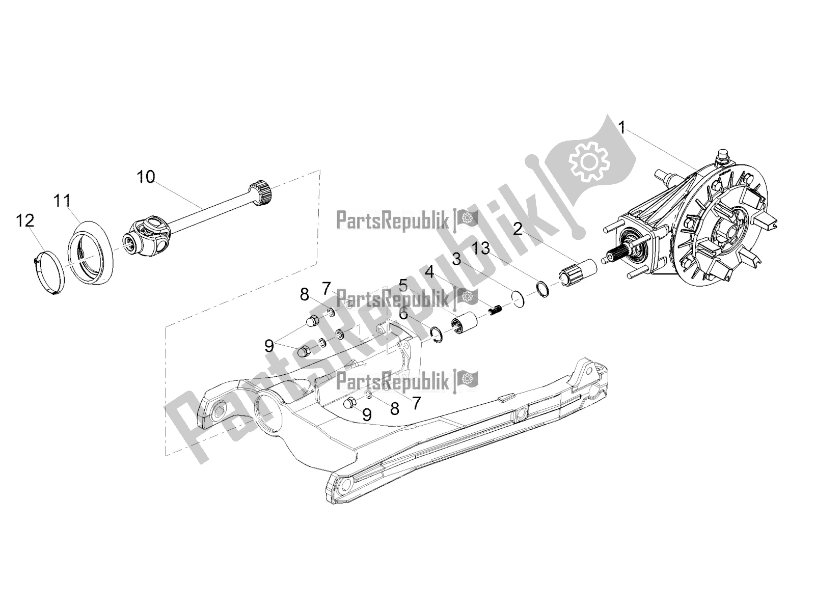 Todas as partes de Transmissão Completa do Moto-Guzzi V7 III Racer 10 TH Anniversary Apac 750 2020