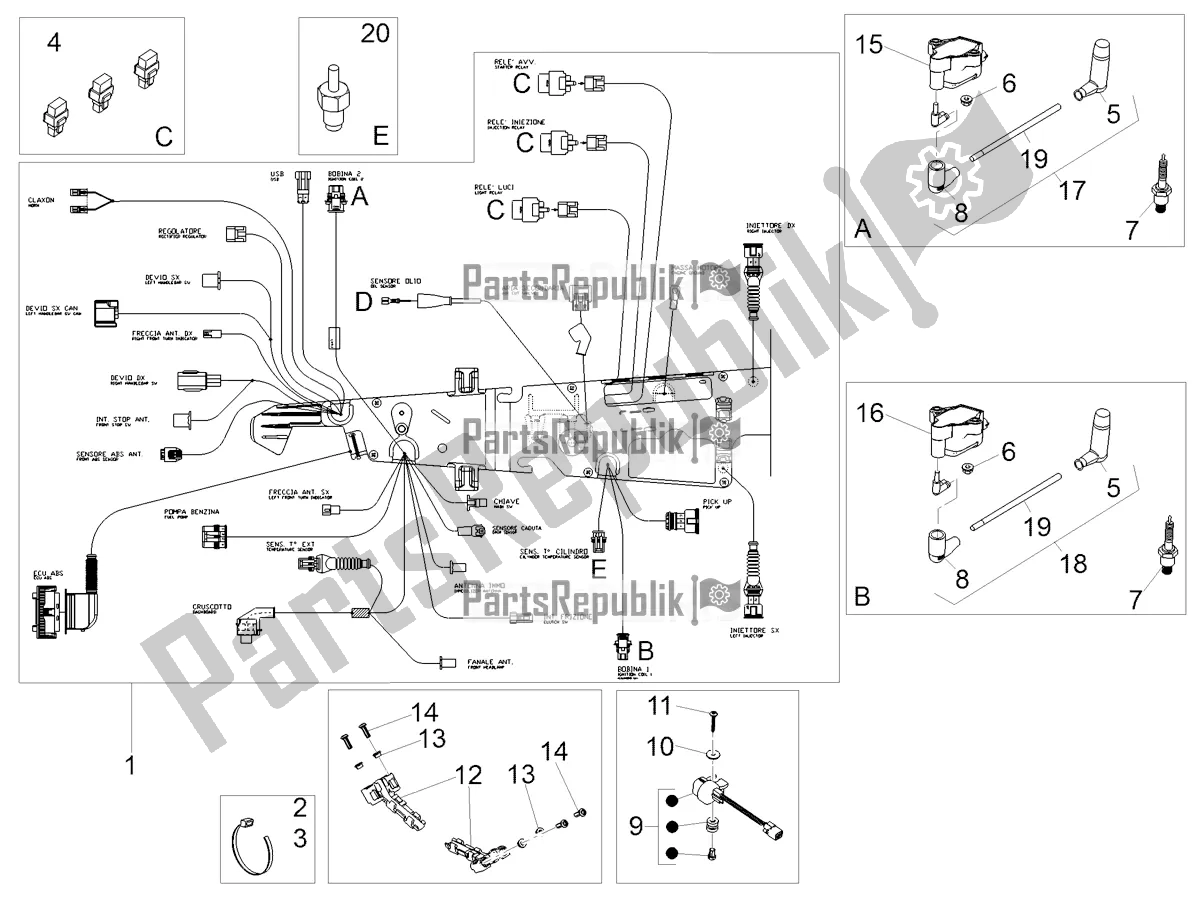 Todas as partes de Sistema Elétrico Central do Moto-Guzzi V7 III Racer 10 TH Anniversary Apac 750 2021