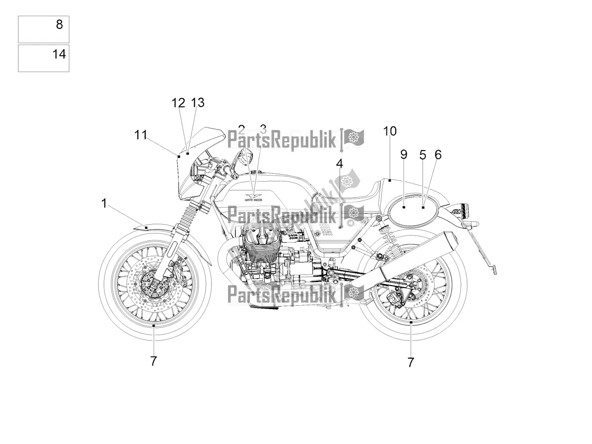 Todas las partes para Etiqueta de Moto-Guzzi V7 III Racer 10 TH Anniversary Apac 750 2021