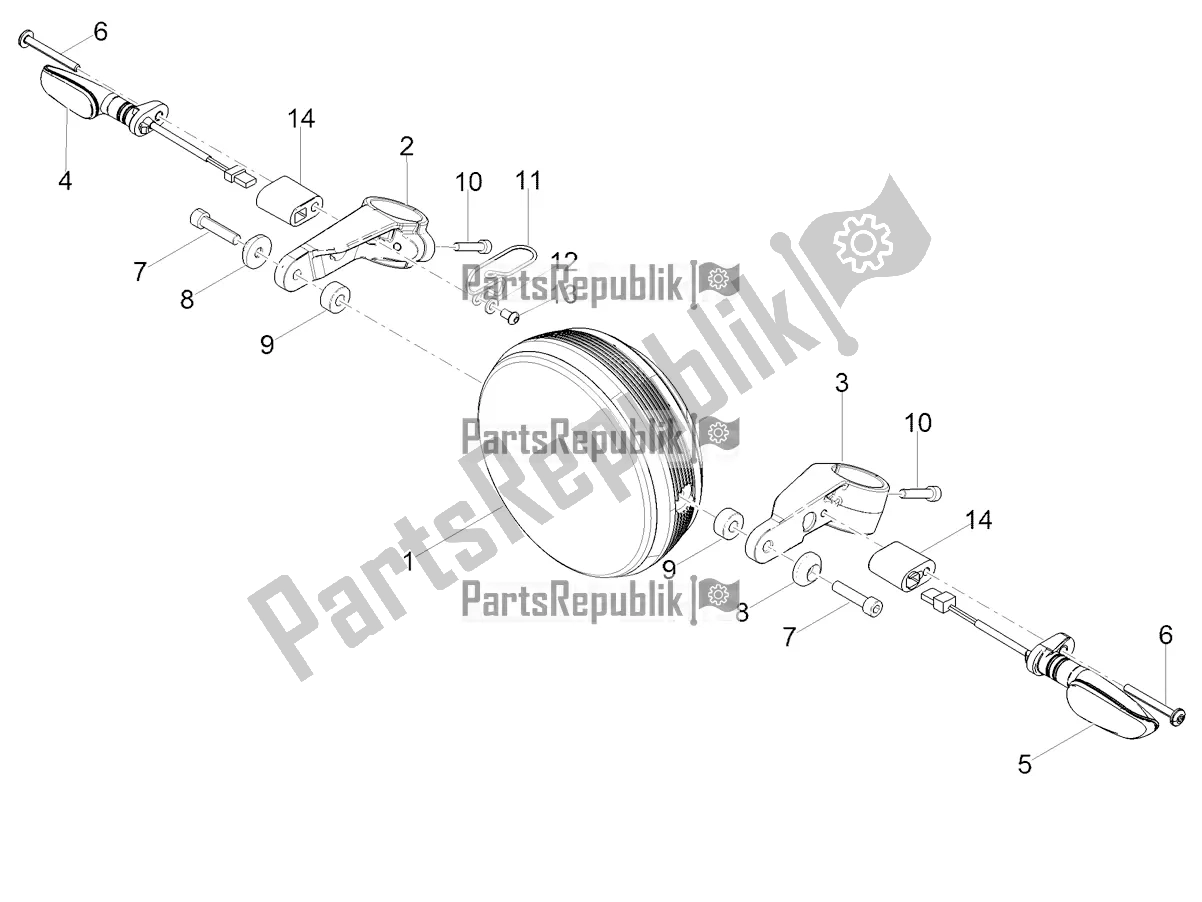 All parts for the Front Lights of the Moto-Guzzi V7 III Racer 10 TH Anniversary Apac 750 2021