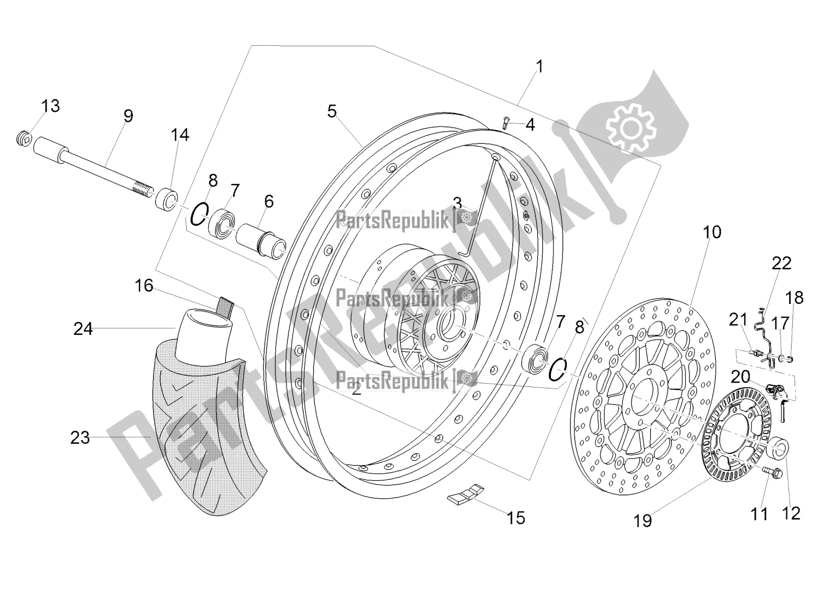 Todas las partes para Rueda Delantera de Moto-Guzzi V7 III Racer 10 TH Anniversary Apac 750 2021