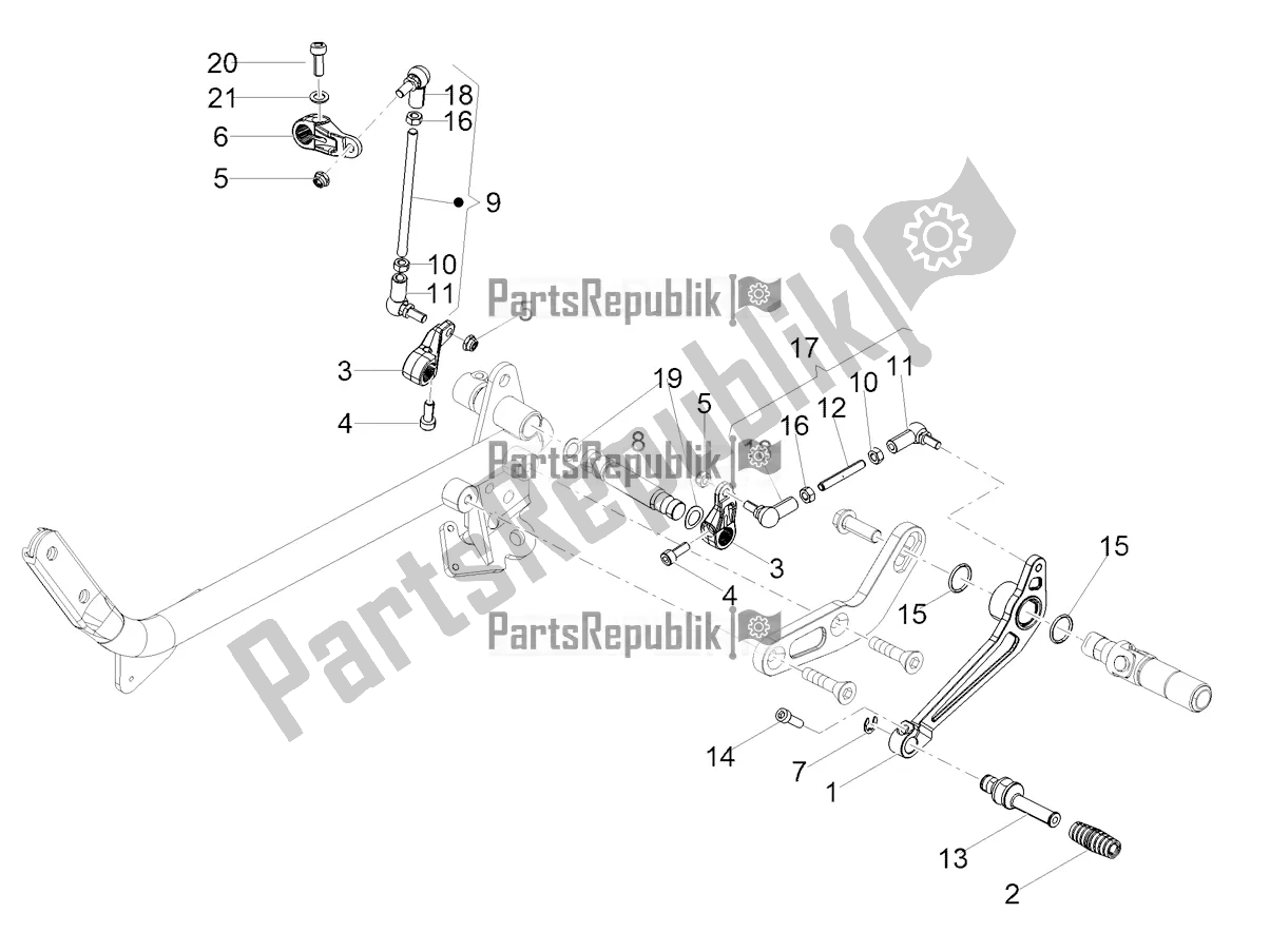 All parts for the Gear Lever of the Moto-Guzzi V7 III Racer 10 TH Anniversary Apac 750 2021