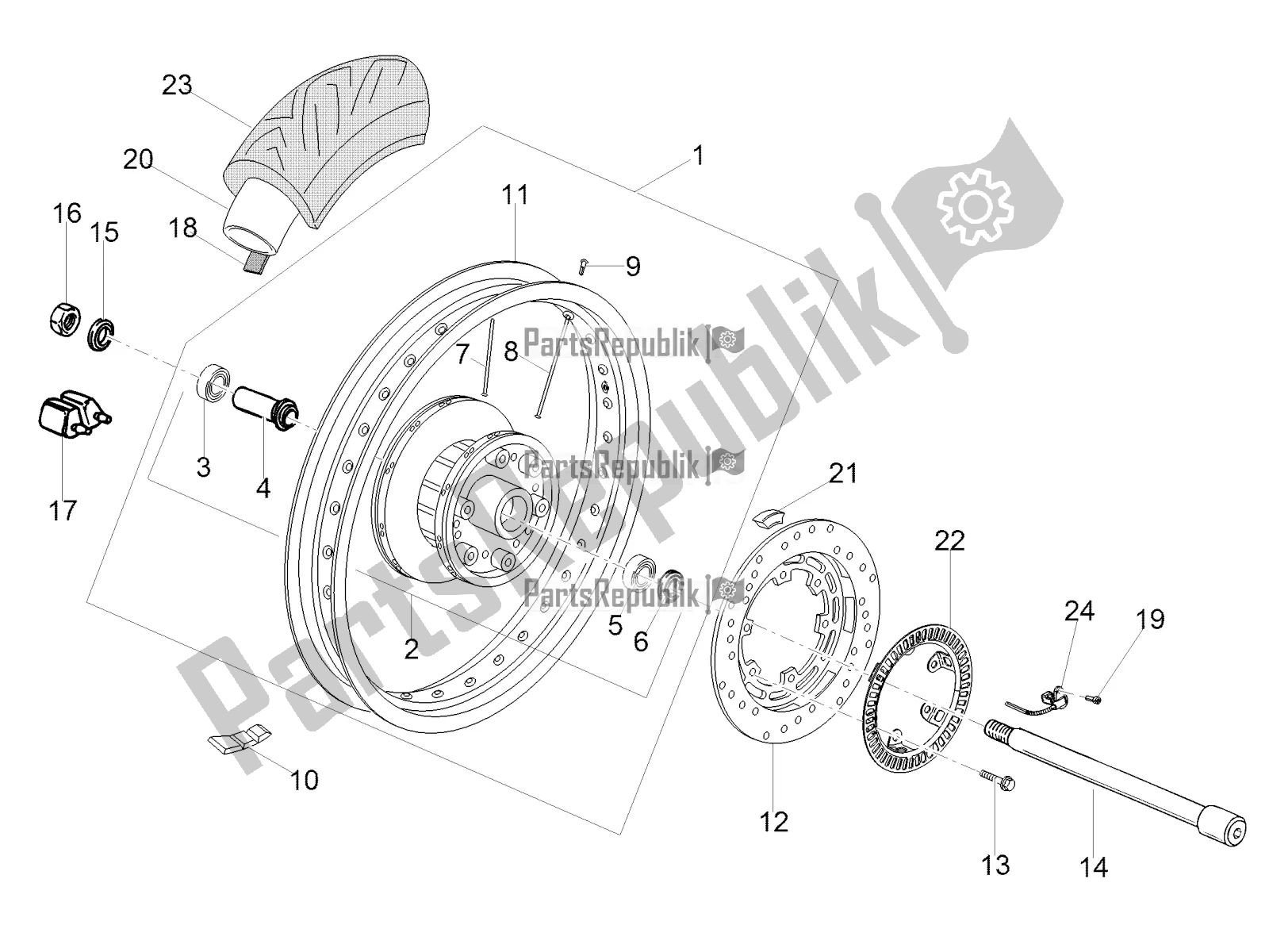 Todas las partes para Rueda Trasera de Moto-Guzzi V7 III Racer 10 TH Anniversary Apac 750 2021