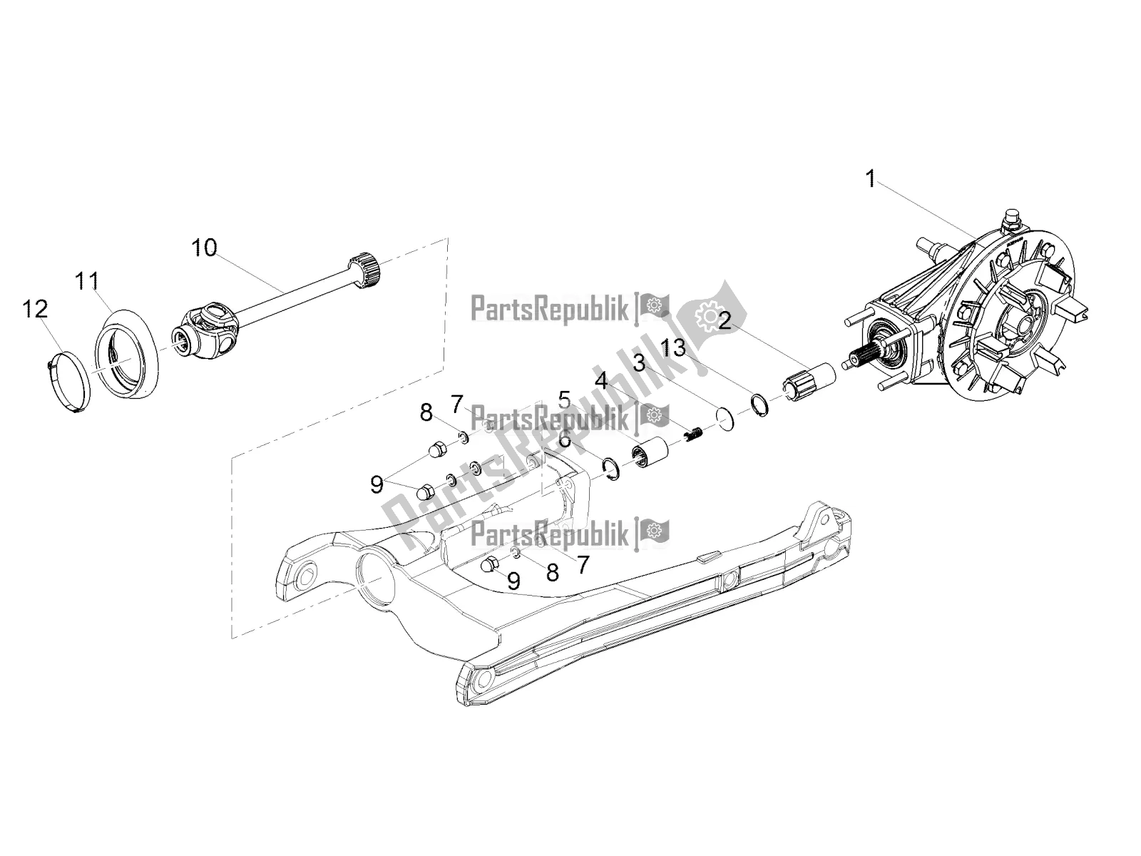 Toutes les pièces pour le Transmission Terminée du Moto-Guzzi V7 III Racer 10 TH Anniversary Apac 750 2021