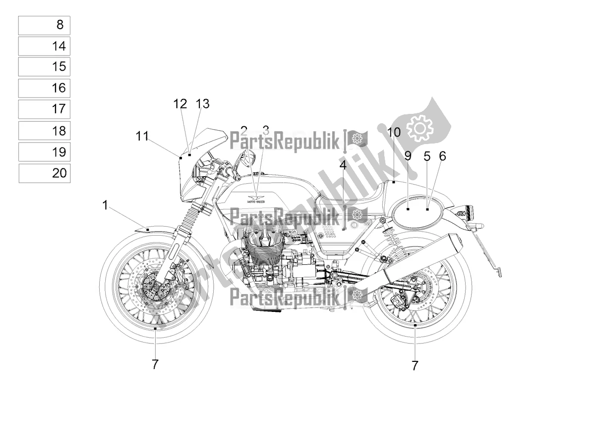 Todas las partes para Etiqueta de Moto-Guzzi V7 III Racer 10 TH Anniversary USA 750 2020