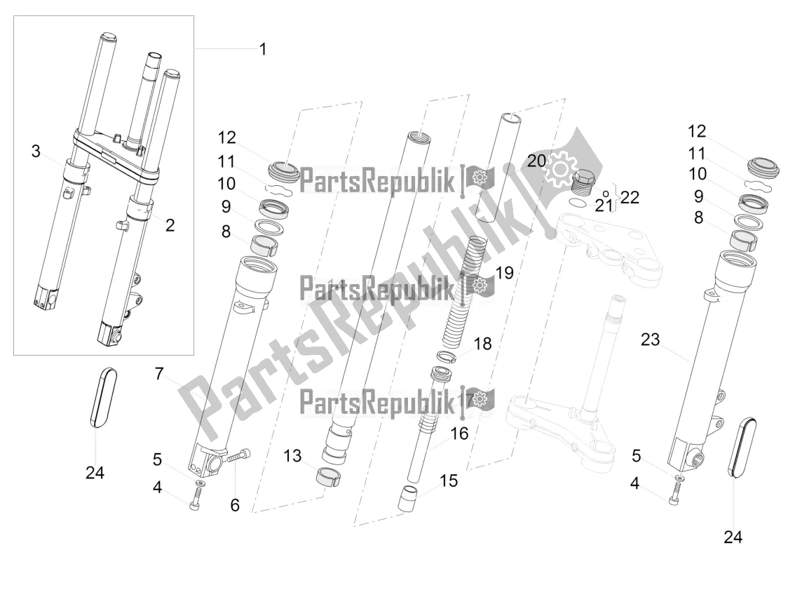 Toutes les pièces pour le Fourche Avant Kaifa du Moto-Guzzi V7 III Racer 10 TH Anniversary USA 750 2020