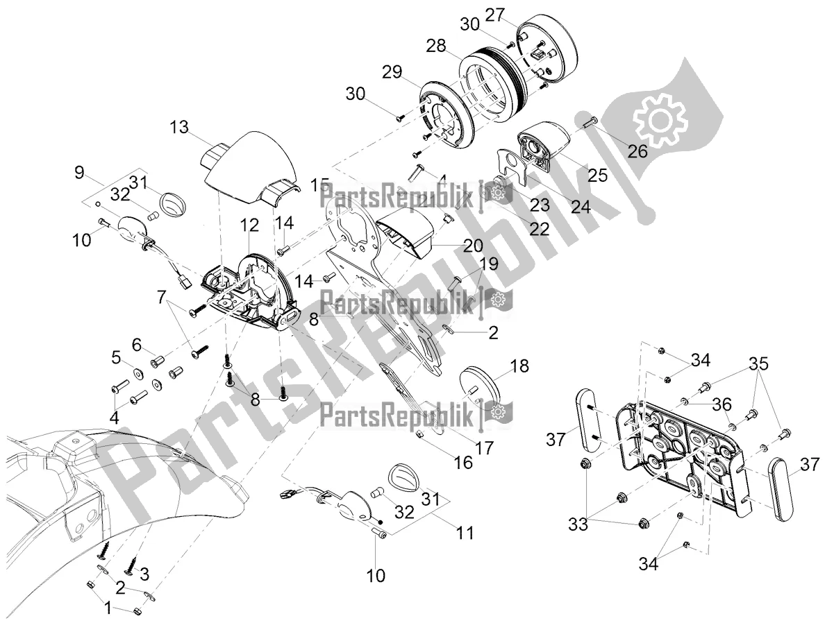 Toutes les pièces pour le Feux Arrière du Moto-Guzzi V7 III Racer 10 TH Anniversary USA 750 2020