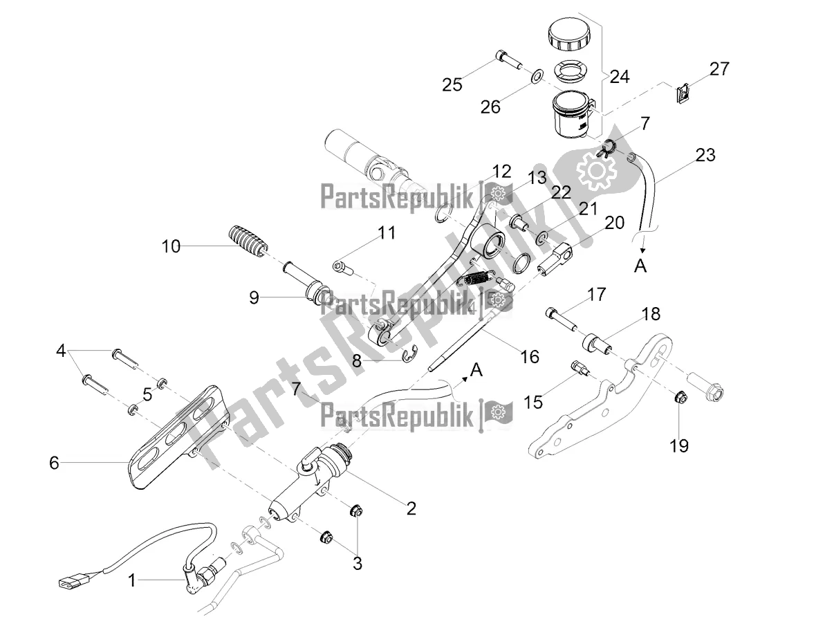 All parts for the Rear Master Cylinder of the Moto-Guzzi V7 III Racer 10 TH Anniversary USA 750 2020